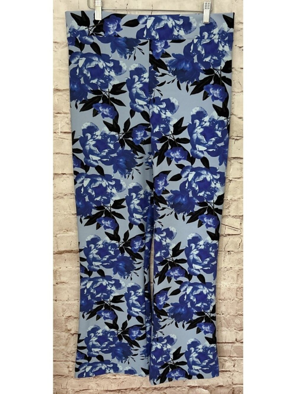 Chiara Boni La Petite Robe Pants Womens IT 50 Blue Floral Stretch Bootcut Italy